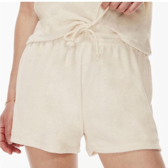 Aritzia Wilfred Free Terry Drawstring Shorts M Cream - Picture 1 of 6